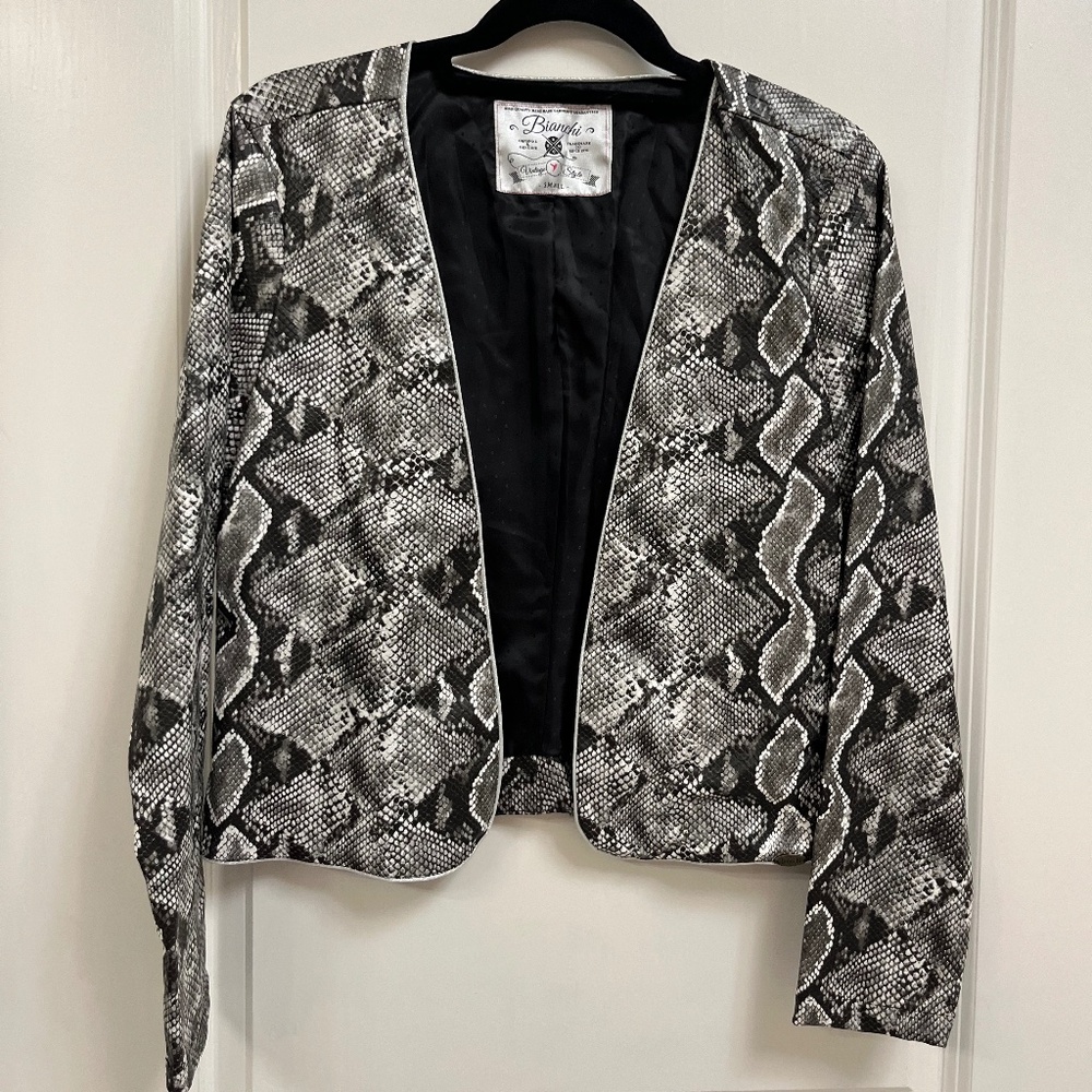 Bianchi Snake Print Open Front Blazer Jacket – Made in Colombia – Size S